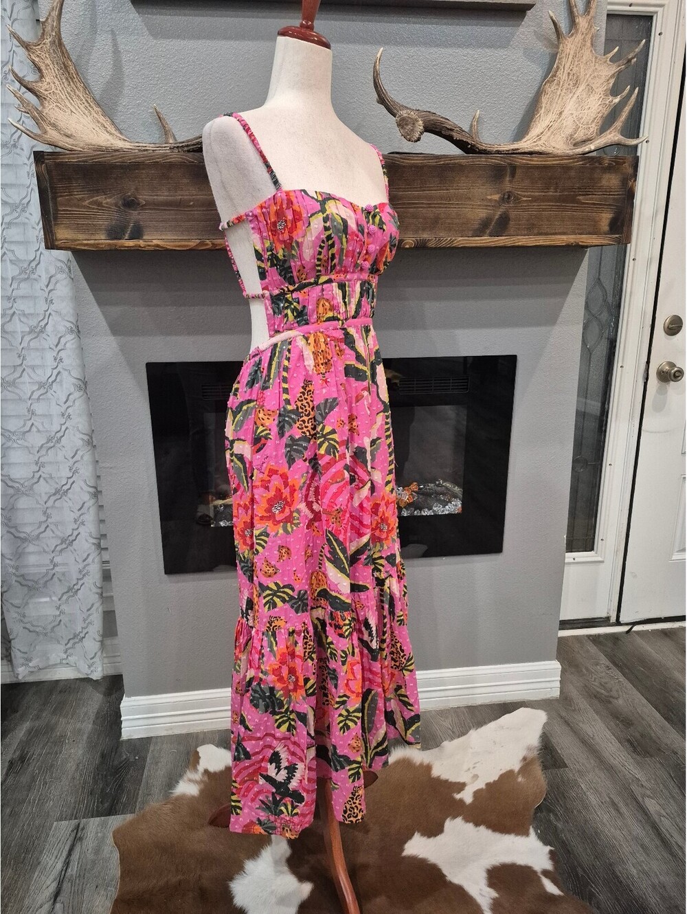 FARM RIO Leopard Forest Midi Dress Size Medium NWT - Picture 6 of 7